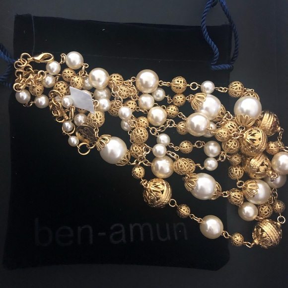 Ben Amun Royal gold plated pearl necklace $545 - Picture 5 of 8